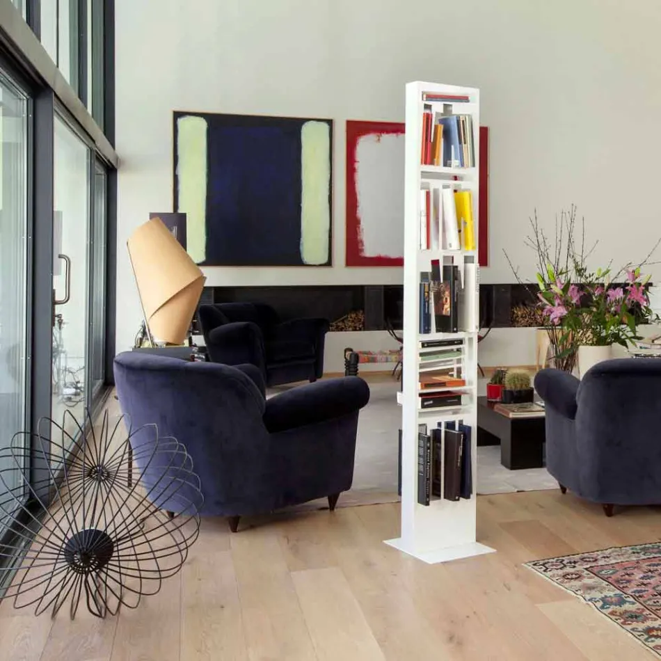 Estante de piso moderna com prateleiras de metal branco fabricadas na Itália - Bolívia Viadurini