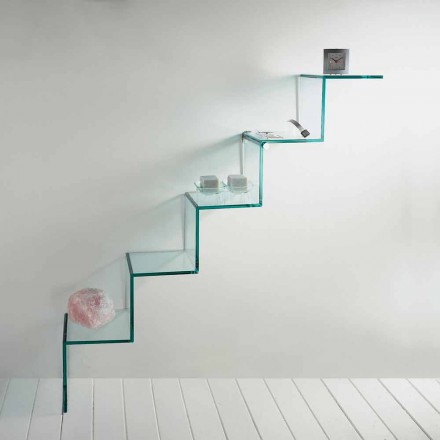 Estante de Objetos na Parede Design Original em Escada de Vidro - Volano Viadurini