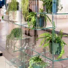 Estante de sala em vidro extra-claro com ou sem gavetas Made in Italy - Linzy Viadurini