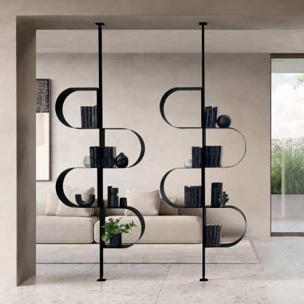 Estante vertical Fatima em metal pintado com pés ajustáveis. Viadurini