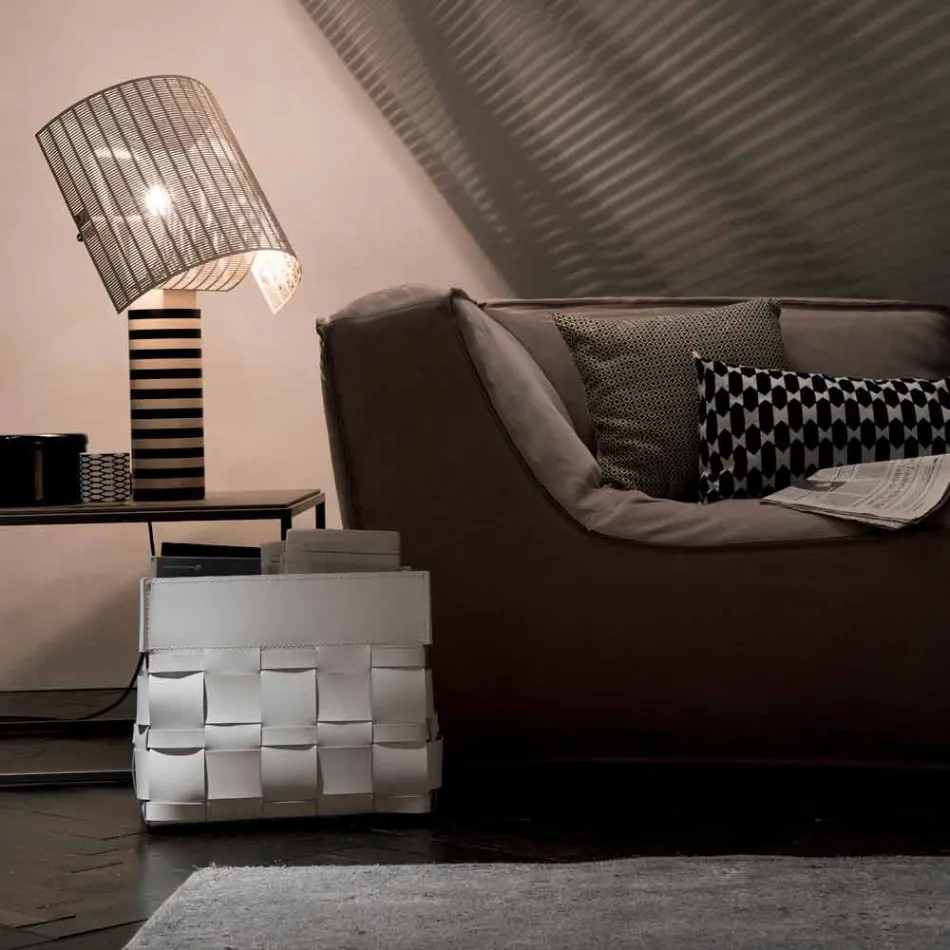 Porta-revistas de couro Lory design de parede, fabricada na Itália Viadurini