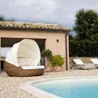 Espreguiçadeira de jardim com dossel de poliuretano - Colin Viadurini