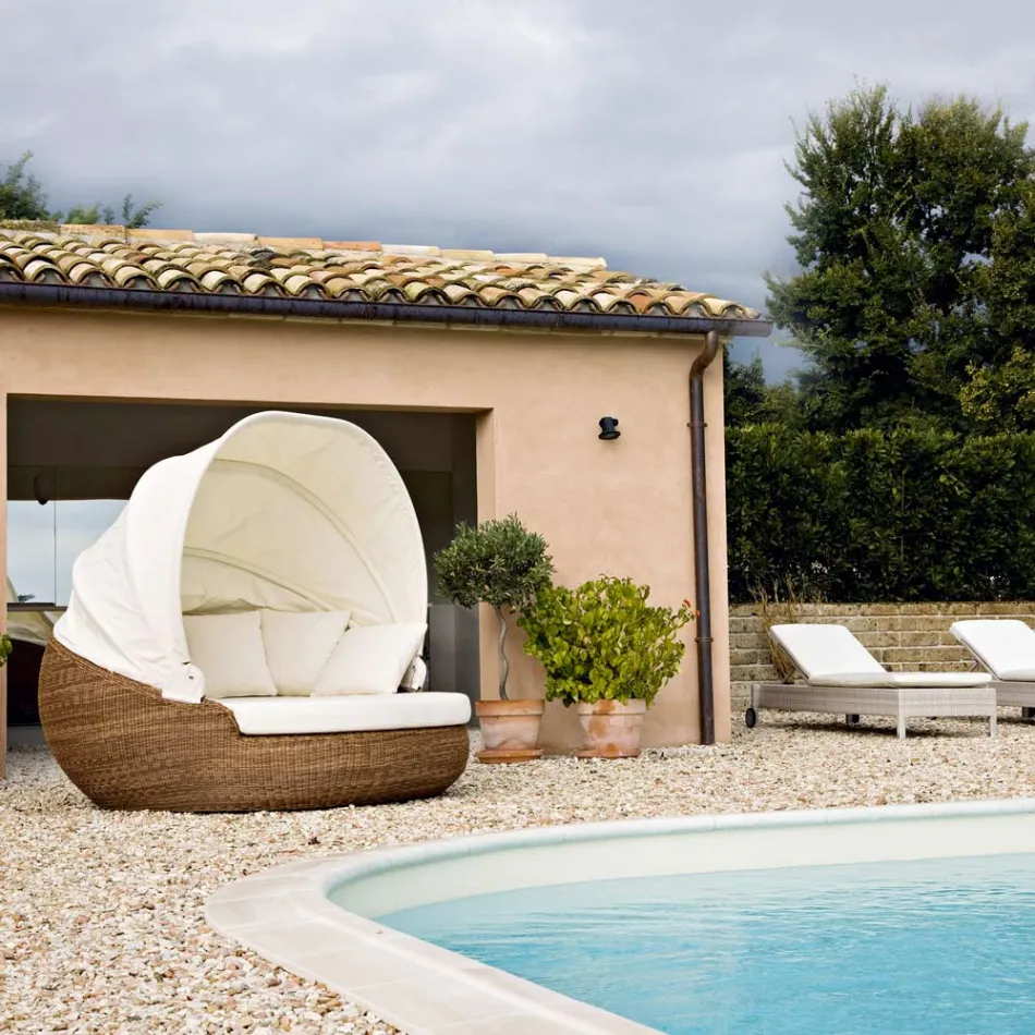 Espreguiçadeira de jardim com dossel de poliuretano - Colin Viadurini