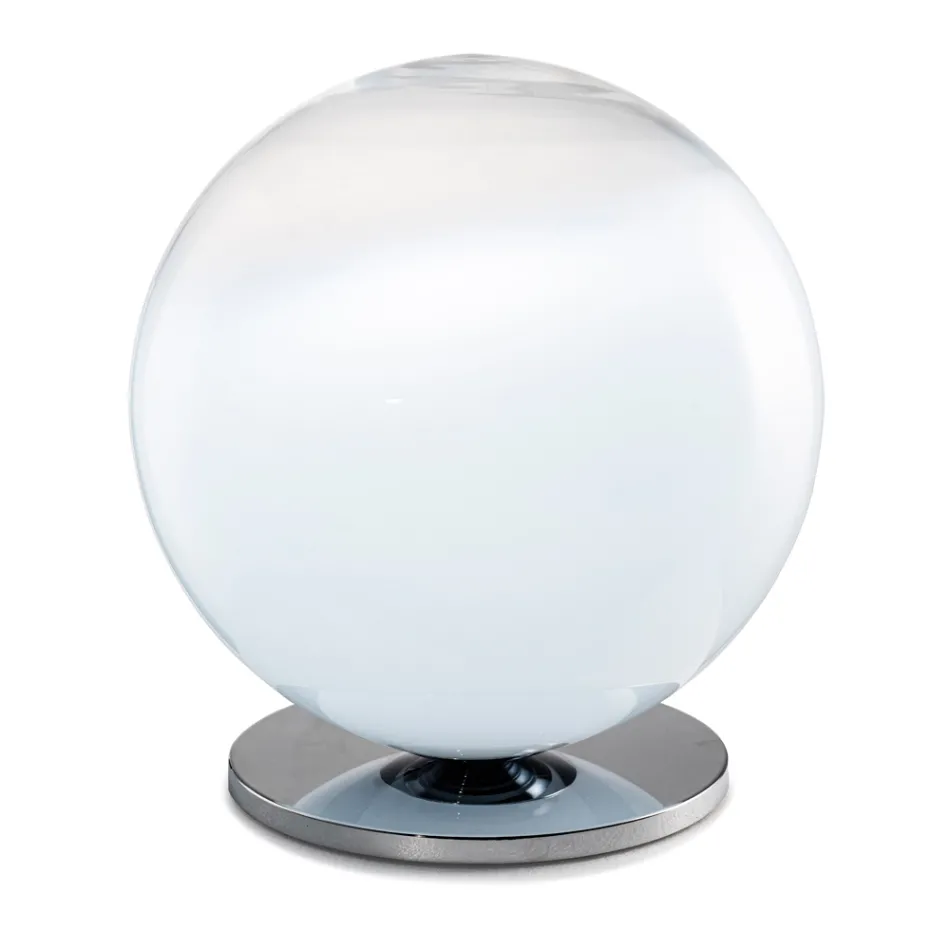Luminária de mesa Isotta em vidro e metal, disponível em dois tamanhos, fabricada na Itália. Viadurini