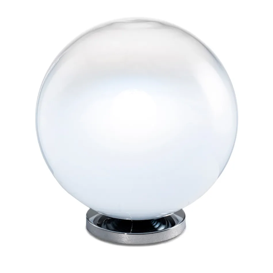 Luminária de mesa Isotta em vidro e metal, disponível em dois tamanhos, fabricada na Itália. Viadurini