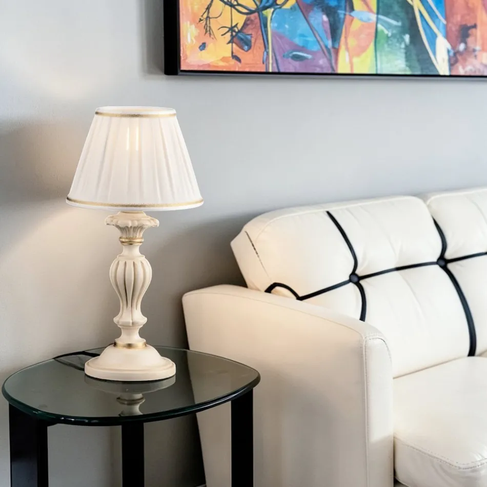 Abajur de madeira com cúpula fabricada na Itália em 2 tamanhos diferentes - Florença Viadurini