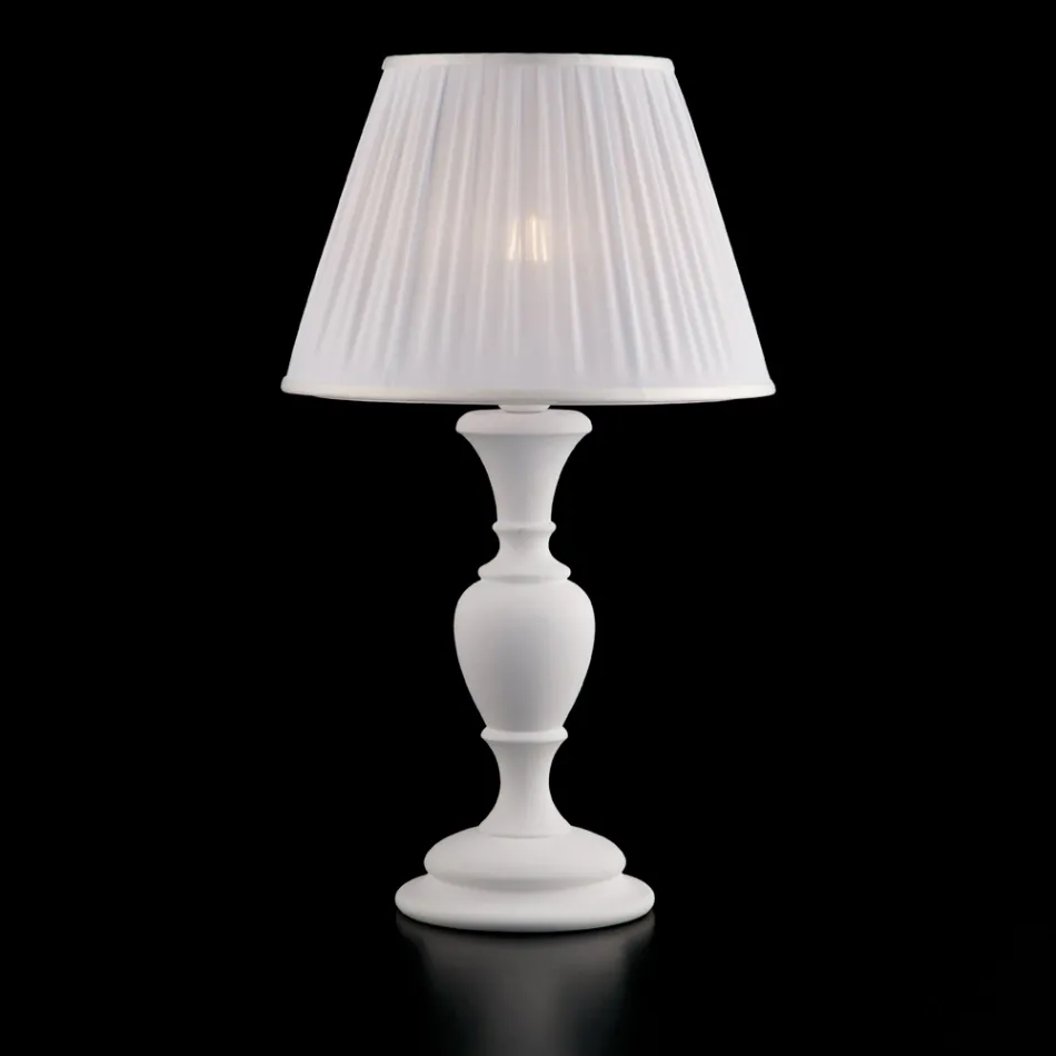 Abajur de madeira com cúpula fabricada na Itália para decoração de interiores - Florença Viadurini