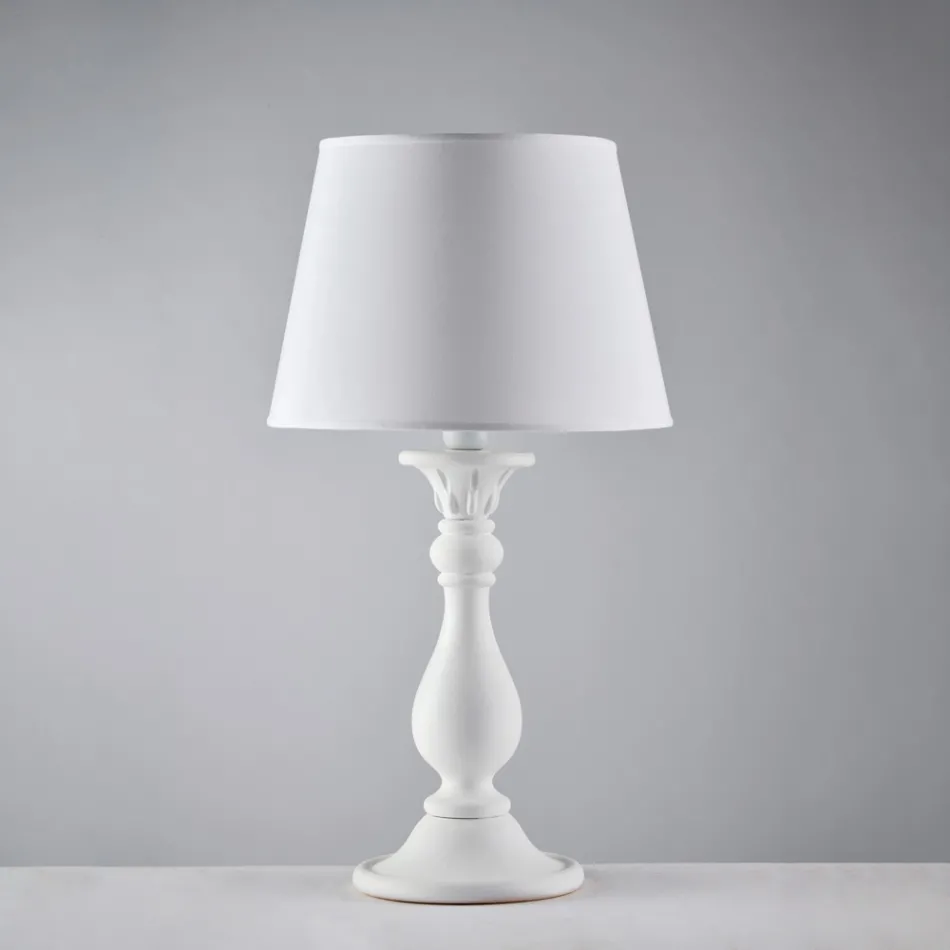 Abajur de madeira com cúpula fabricada na Itália para decoração de interiores - Siena Viadurini