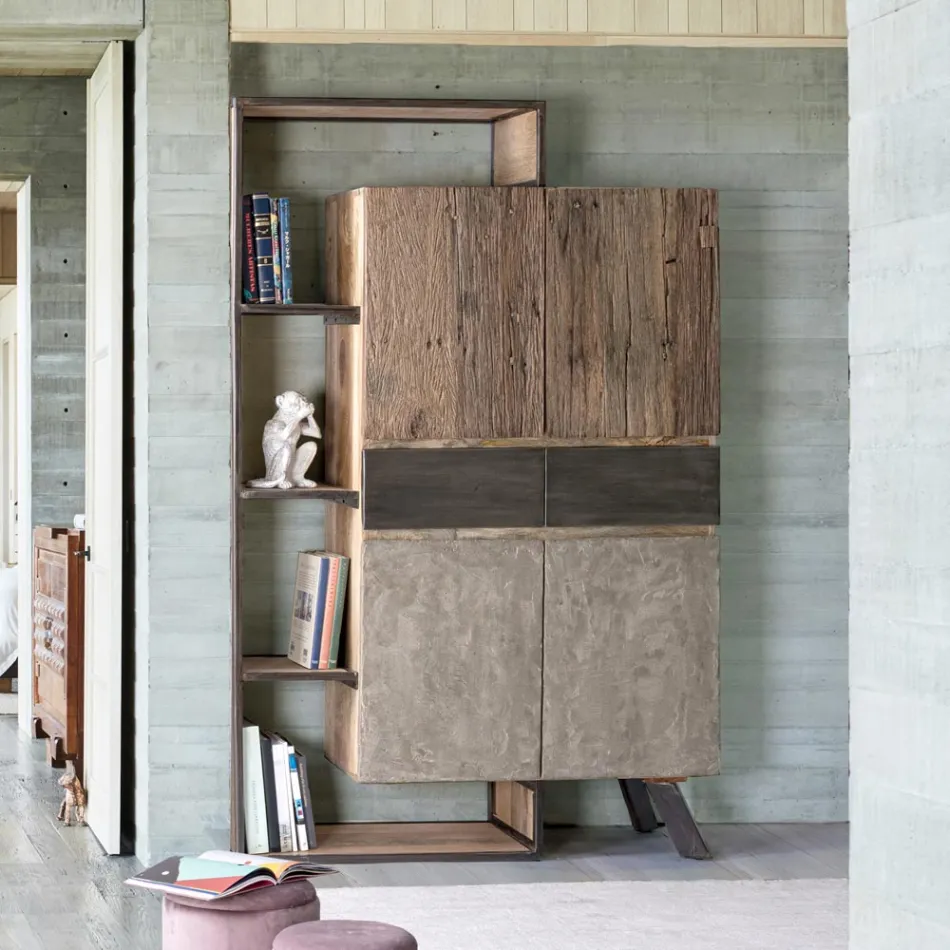 Aparador 2 Portas 2 Gavetas em Madeira Manga e Aço Homemotion - Signorino Viadurini