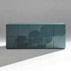 Aparador de 5 portas em MDF laqueado com decoração gravada e acabada à mão - Caranguejo Viadurini