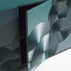 Aparador de 5 portas em MDF laqueado com decoração gravada e acabada à mão - Caranguejo Viadurini