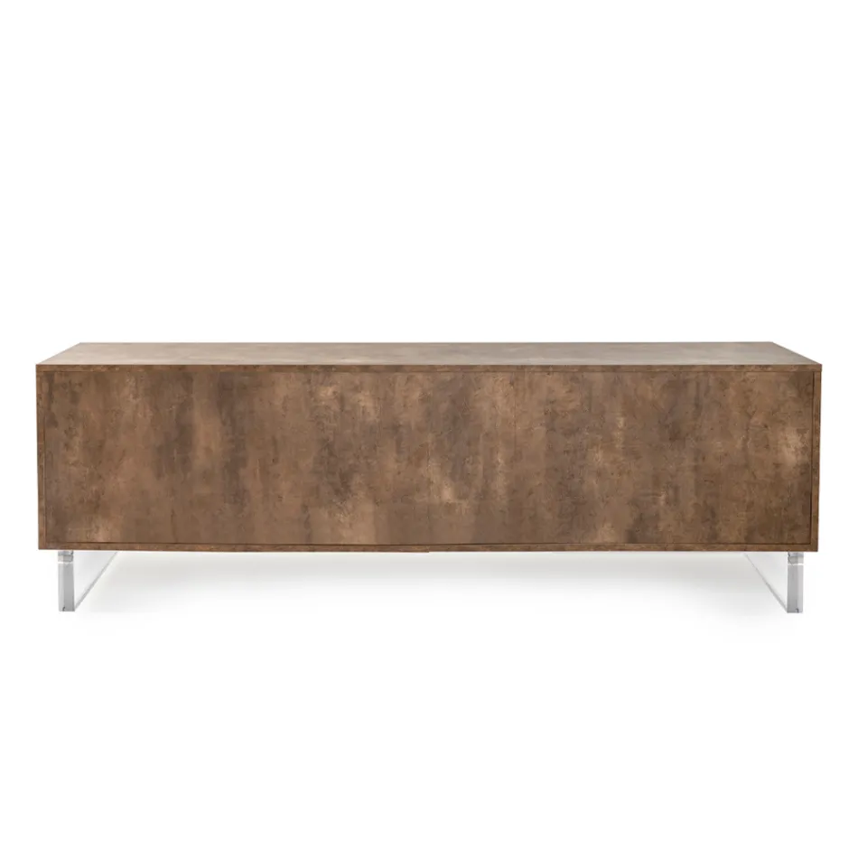 Aparador com 2 portas e 2 compartimentos laterais abertos em melamina Made in Italy - Mouse Viadurini