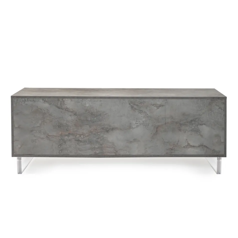 Aparador com 2 portas e 2 compartimentos laterais abertos em melamina Made in Italy - Mouse Viadurini