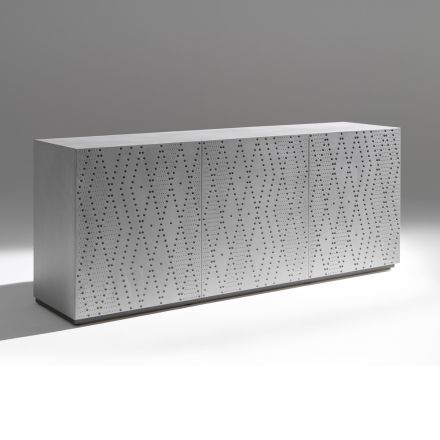 Aparador com 3 portas e 3 prateleiras internas, decoração em alumínio fundido - Scorpion Viadurini