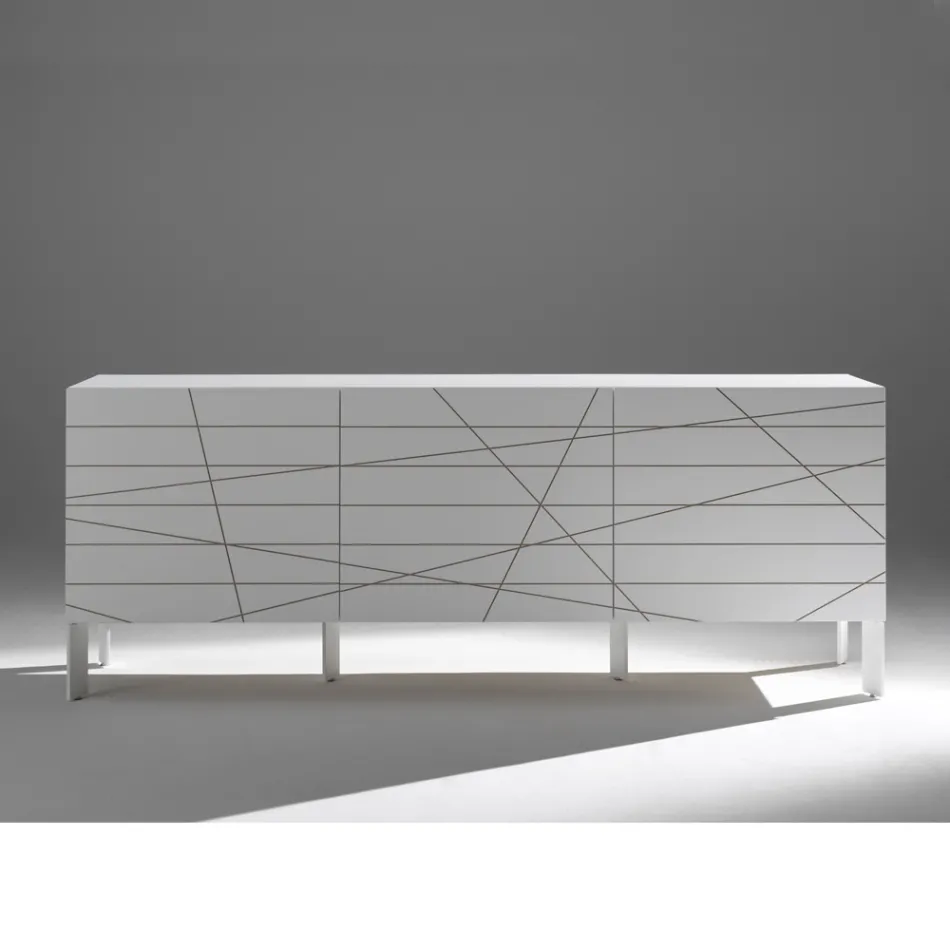 Aparador com 3 portas em aglomerado de madeira pintada - Ariete Viadurini