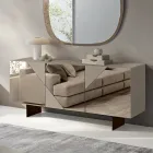 Aparador com 3 portas em MDF laqueado revestidas em vidro espelhado - Diletta Viadurini