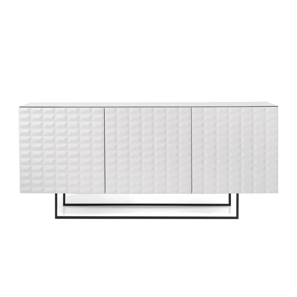 Aparador com 3 portas em MDF revestido em PVC lacado, fabricado na Itália - Dorotea Viadurini