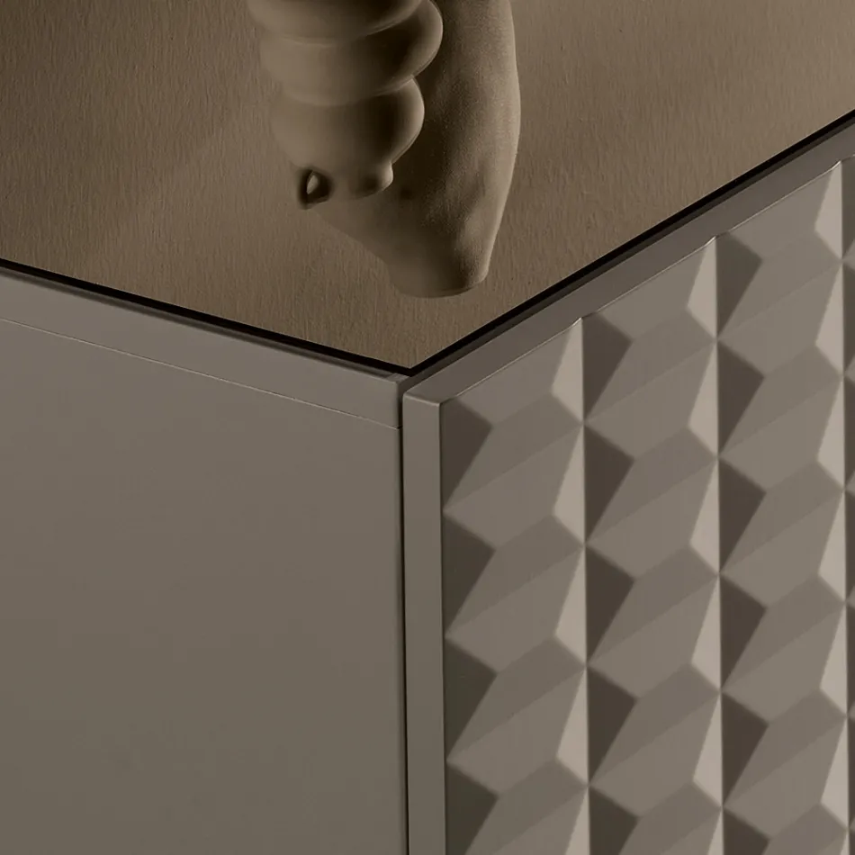 Aparador com 4 portas em MDF revestido em PVC lacado, fabricado na Itália - Dorotea Viadurini