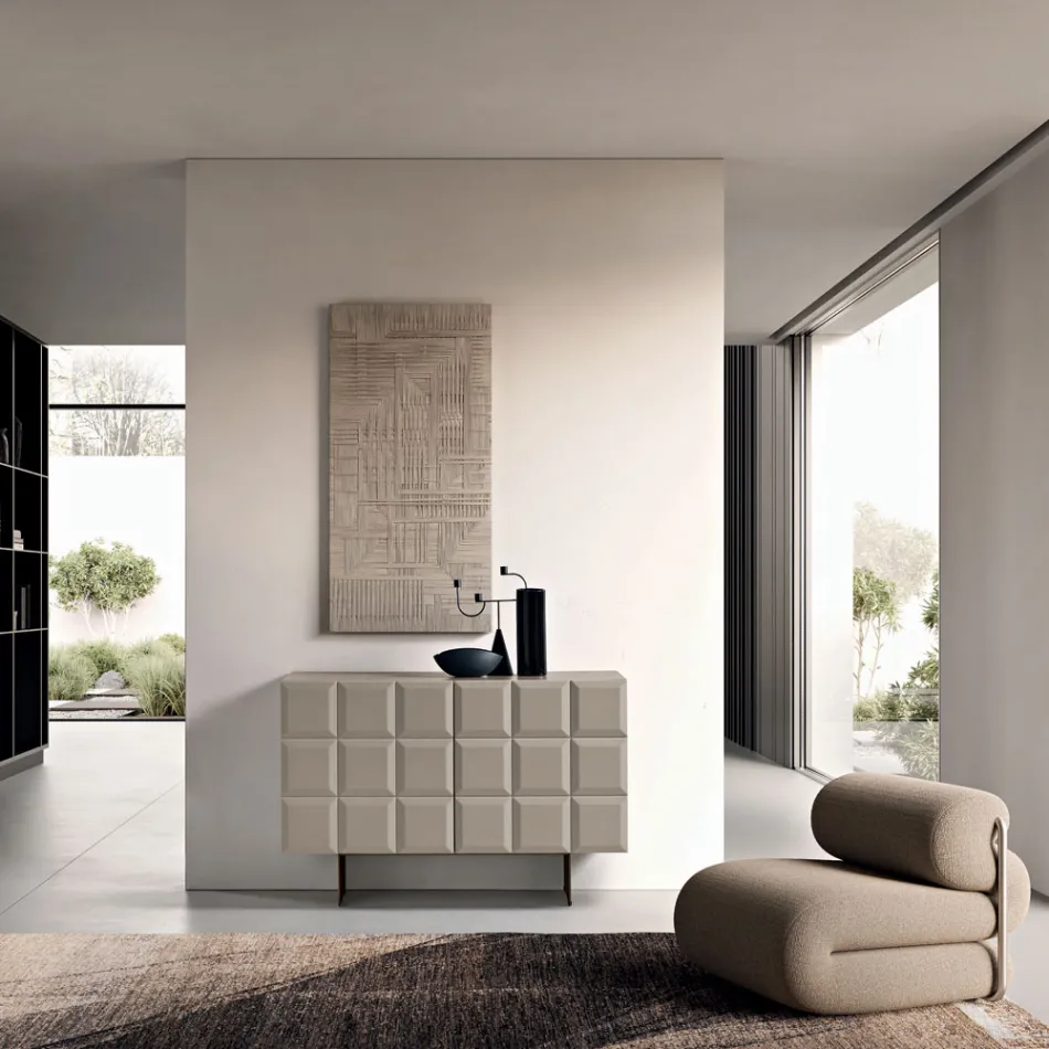 Aparador de interiores com 2 portas xadrez, fabricado na Itália - Elisabetta Viadurini