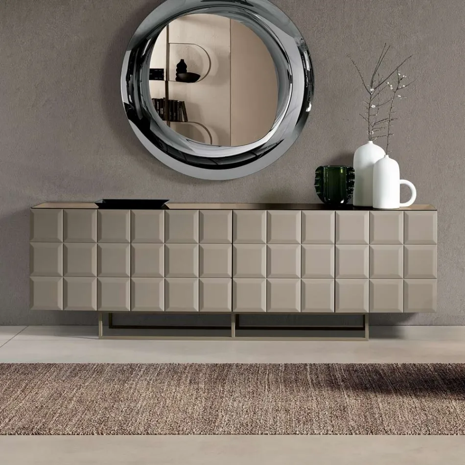 Aparador de interiores com 4 portas xadrez, fabricado na Itália - Elisabetta Viadurini