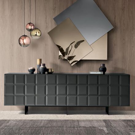 Aparador de interiores com 4 portas xadrez, fabricado na Itália - Elisabetta Viadurini