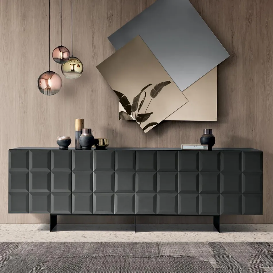Aparador de interiores com 4 portas xadrez, fabricado na Itália - Elisabetta Viadurini