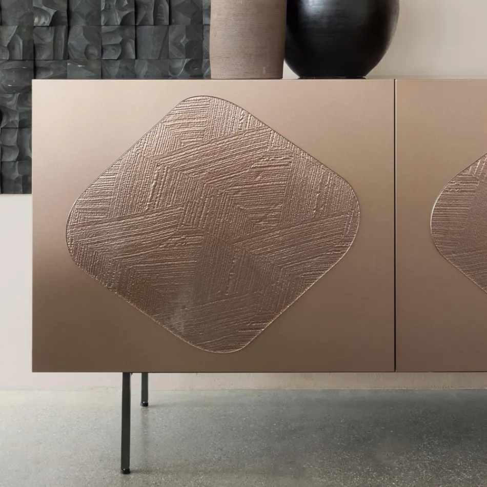 Aparador de sala com pastilhas de vidro coordenadas Made in Italy - Palma Viadurini