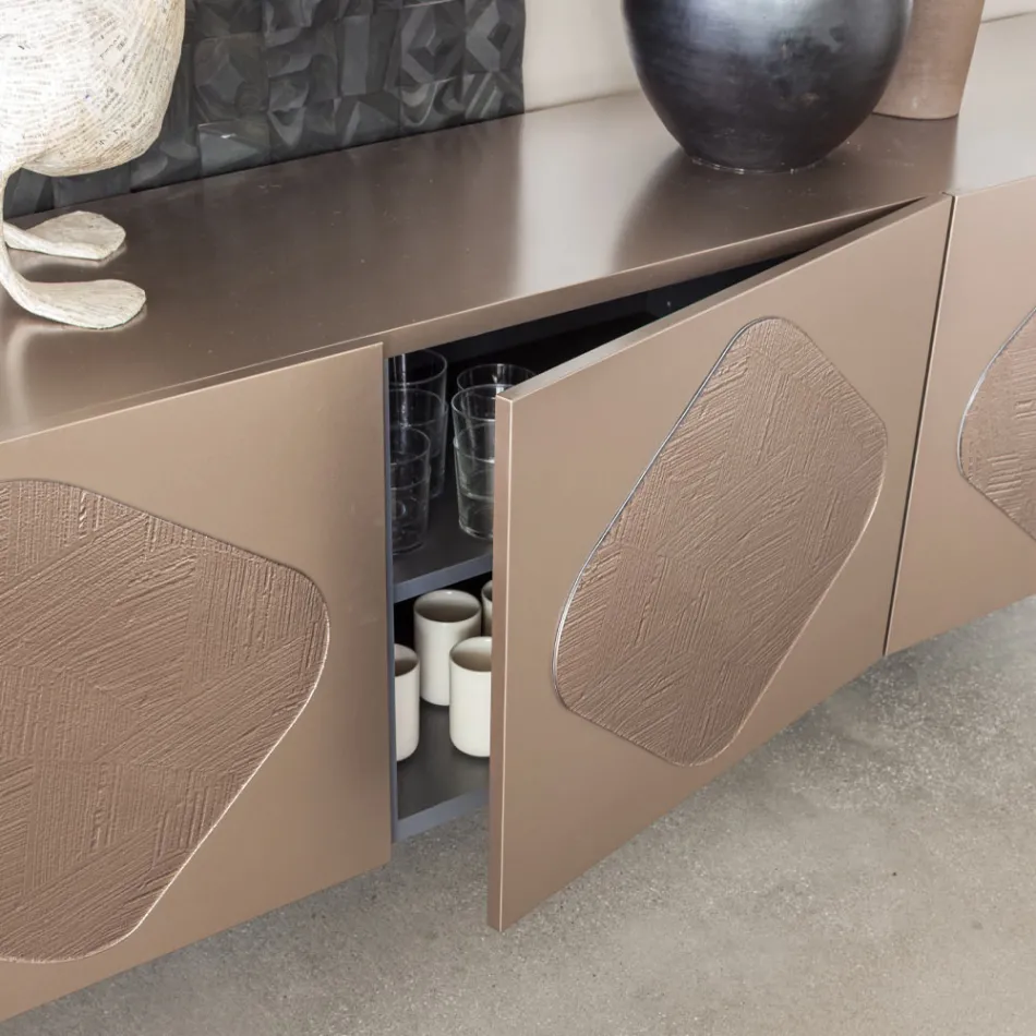 Aparador de sala com pastilhas de vidro coordenadas Made in Italy - Palma Viadurini