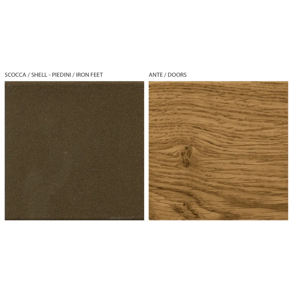 Aparador de sala com 4 portas em acabamento carvalho atado country - uniforme Viadurini