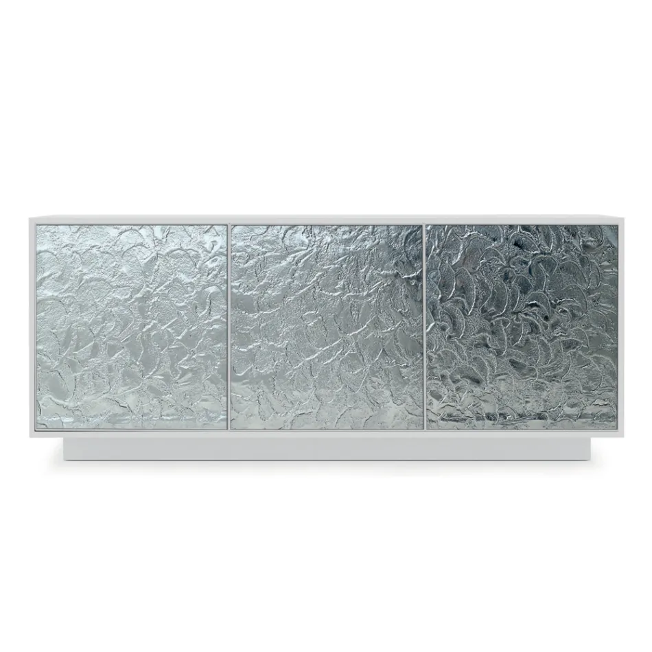 Aparador de sala em madeira lacada mate e vidro Made in Italy - Fiorenza Viadurini