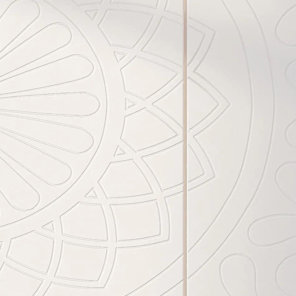 Aparador de Sala em Mdf Branco com Baixo Relevo Made in Italy - Stilea Viadurini