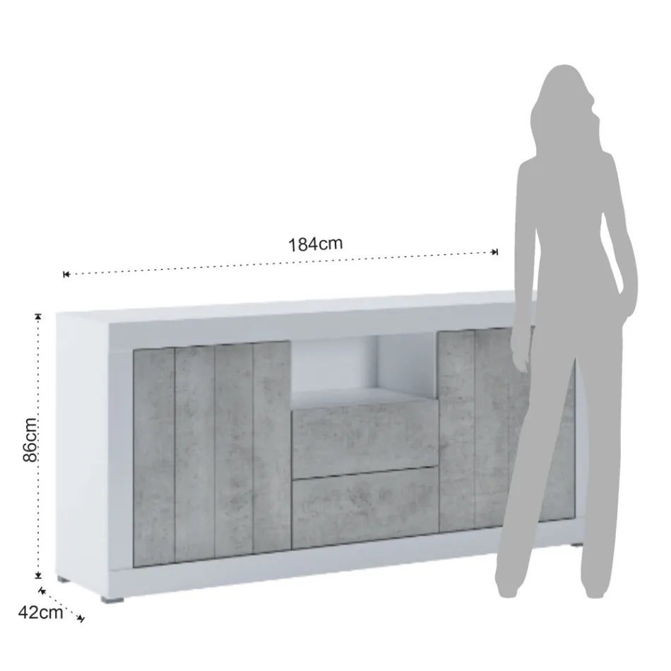 Aparador de Sala em Melamina com 2 Portas e 2 Gavetas - Samario Viadurini