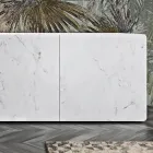Aparador de área de estar com 3 portas em acabamento em mármore Carrara Made in Italy - Finn Viadurini