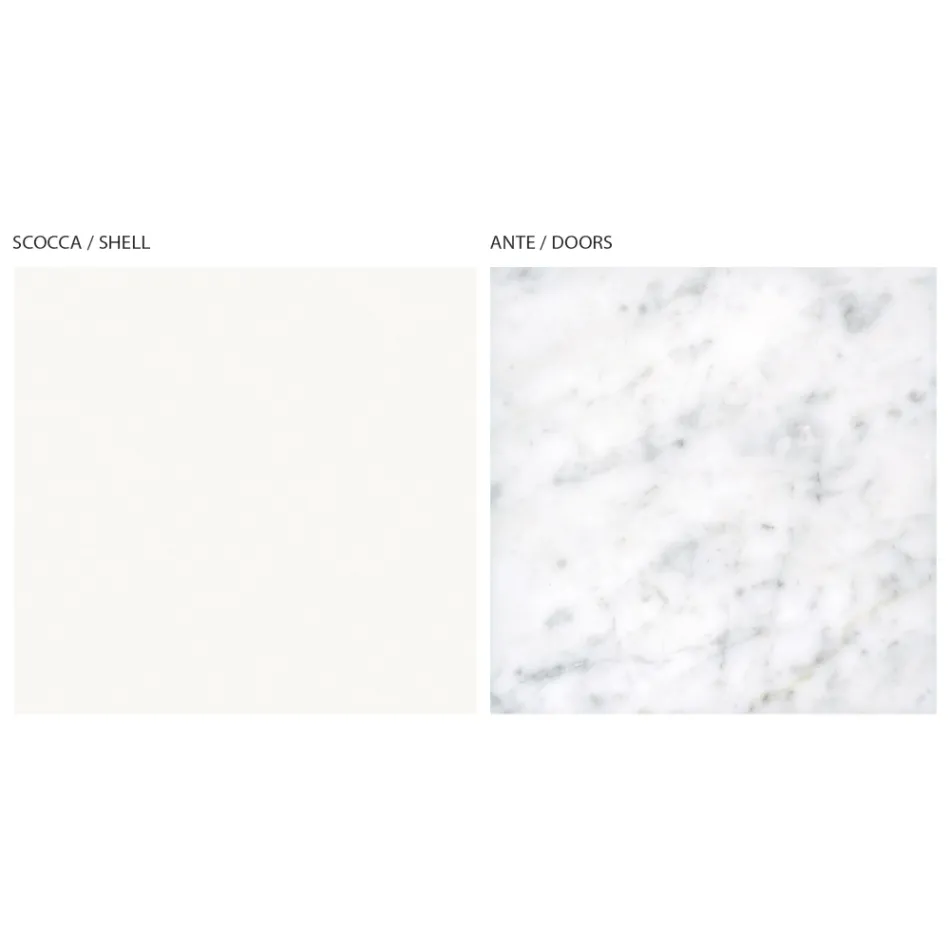 Aparador de área de estar com 3 portas em acabamento em mármore Carrara Made in Italy - Finn Viadurini