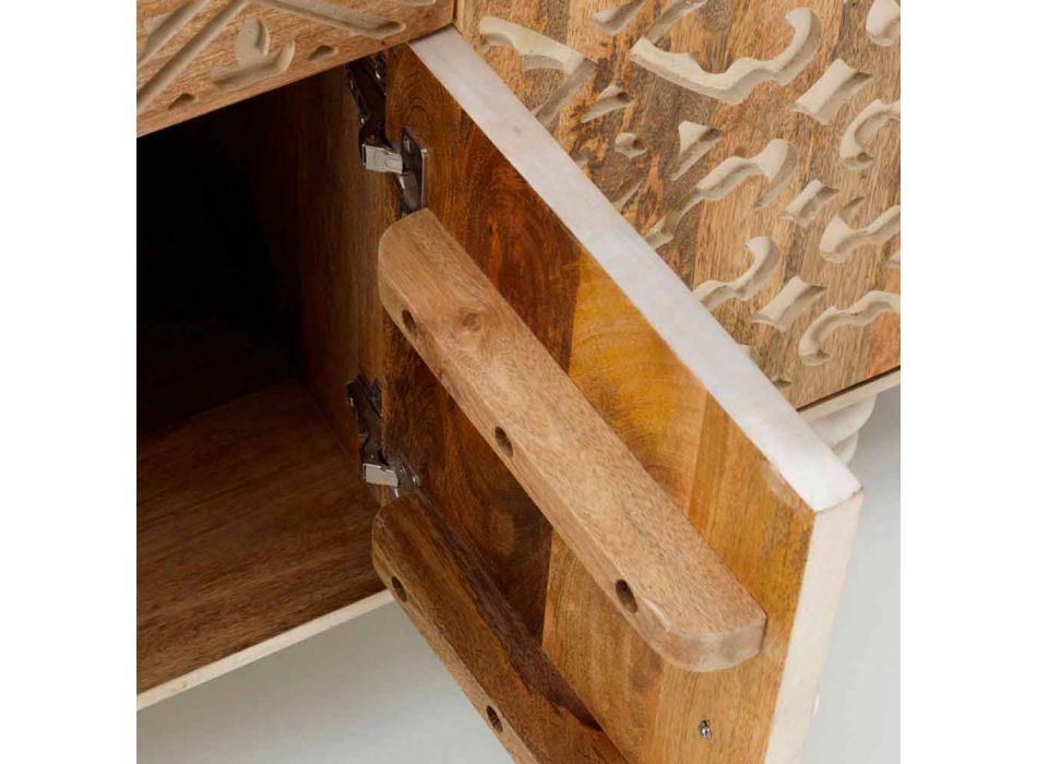 Buffet de design étnico de madeira pintada com manga, Centola Viadurini