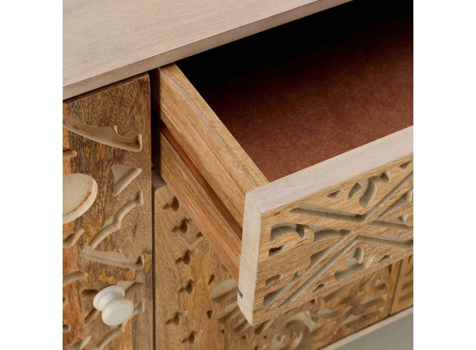 Buffet de design étnico de madeira pintada com manga, Centola Viadurini