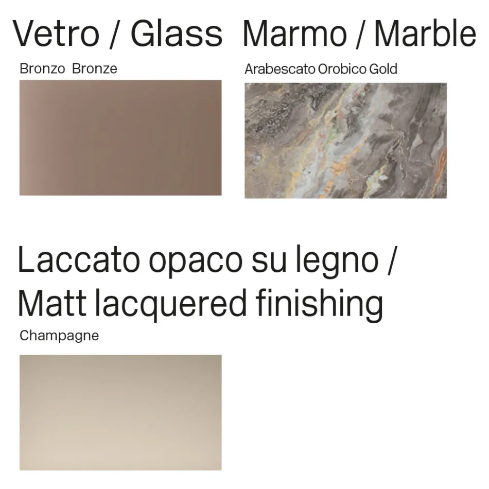 Aparador curvo em madeira laqueada com portas de vidro bronze, fabricado na Itália - Lyra Viadurini
