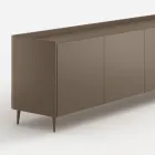 Aparador de madeira curvada com acabamento em laca platina, design exclusivo, fabricado na Itália - Lyra Viadurini
