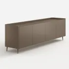 Aparador de madeira curvada com acabamento laqueado em platina, design exclusivo, fabricado na Itália - Lyra Viadurini