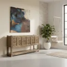 Aparador em madeira de pinho com acabamento lavado antigo e 6 portas - Airasca Viadurini