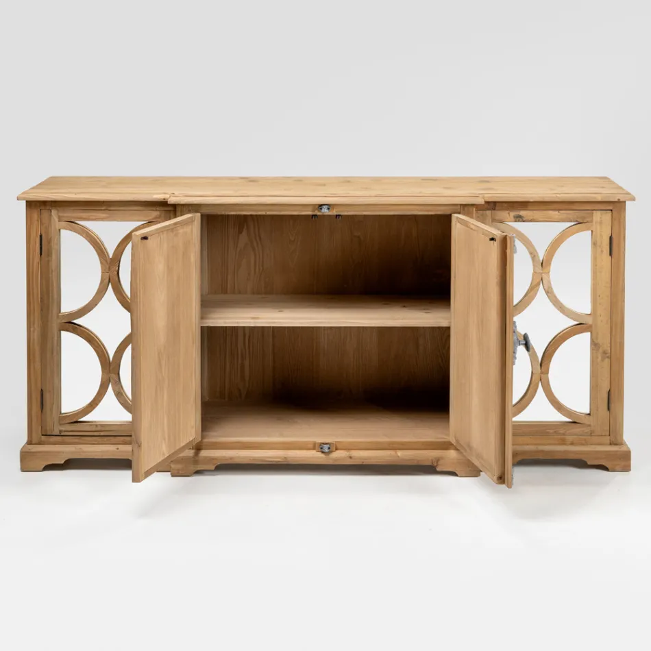 Aparador em pinho natural envelhecido com portas espelhadas - Agnone Viadurini