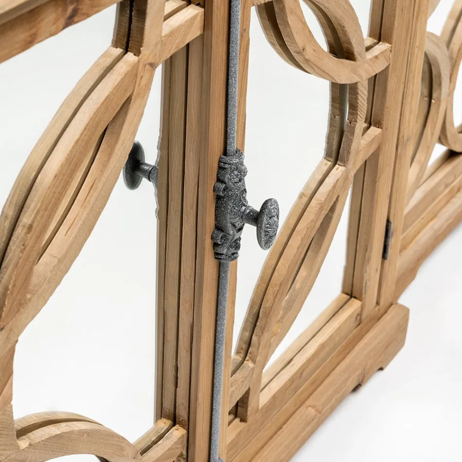 Aparador em pinho natural envelhecido com portas espelhadas - Agnone Viadurini