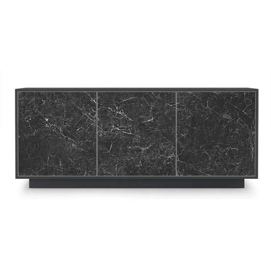 Aparador em Madeira Lacada com 2 ou 3 Portas Cerâmicas Made in Italy - Fiorenza Viadurini