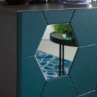 Aparador de melamina 2 portas com inserções de vidro made in Italy - Moena Viadurini