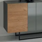 Aparador em melamina com 3 portas de carvalho e espelho. Fabricado na Itália - Romina. Viadurini