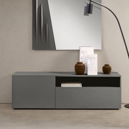 Aparador de chão Miral em melamina com design linear, fabricado na Itália. Viadurini