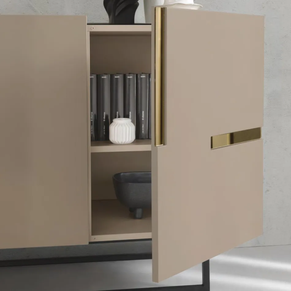 Madia em Melamina e Mdf com Inserções Laminadas Made in Italy - Gordita Viadurini