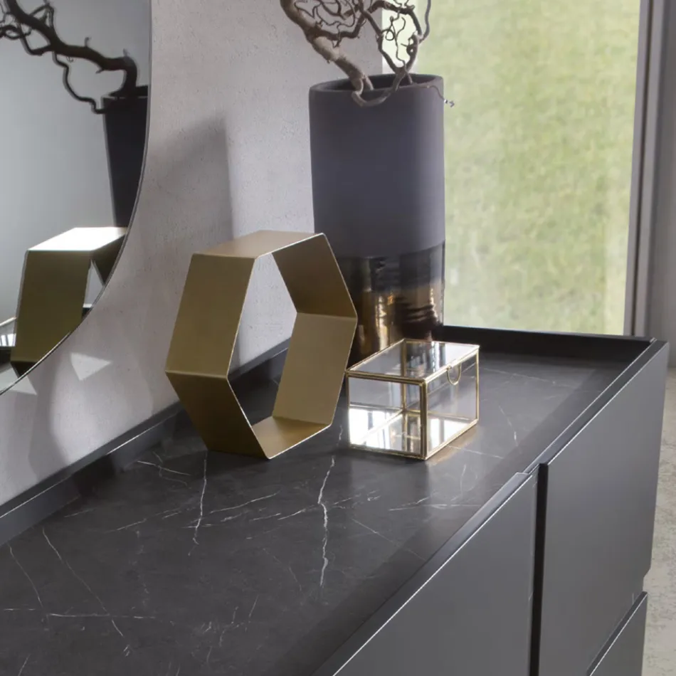 Madia em Melamina e Mdf com Inserções Laminadas Made in Italy - Gordita Viadurini