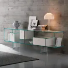 Aparador de vidro com três gavetas, design elegante, fabricado na Itália - Senera Viadurini