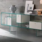 Aparador de vidro com três gavetas, design elegante, fabricado na Itália - Senera Viadurini